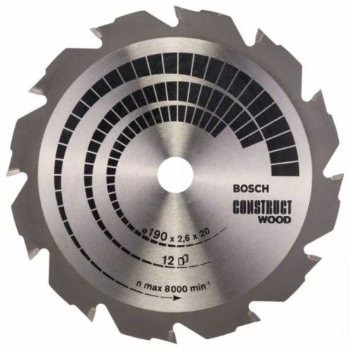 Lame de scie circulaire Construct Wood D190mm pour le bois 12 dents - BOSCH - 2608641201 pas cher Principale L