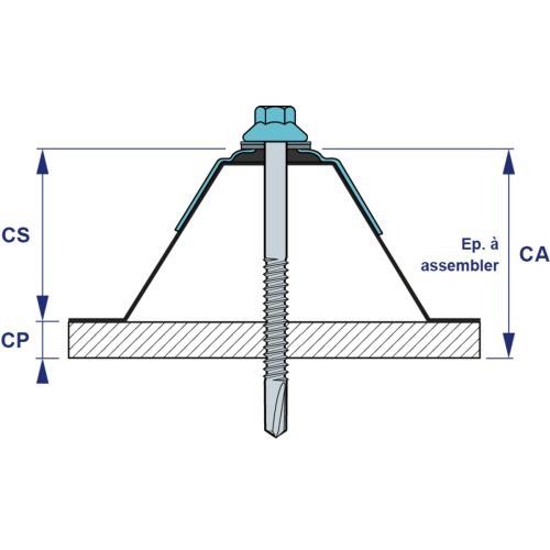 Vis Couture CAPINOX 4/2C + VI16 t&ecirc;te hexagonale 4,8x20mm RAL1015 100p - ETANCO - 263151-014 pas cher Secondaire 4 L