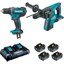 Pack de 2 outils LXT 18V Makita (DDF482 + DHR264) + 4 batteries 5 Ah + chargeur en coffret Makpac - DLX2138PTJ photo du produit Principale M