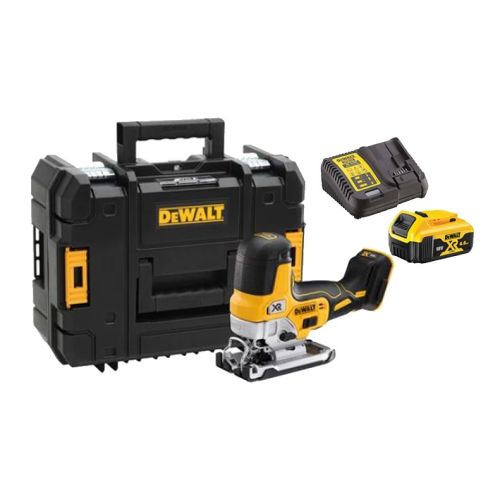 Scie sauteuse Brushless 18V + 2 batteries 4 Ah + chargeur + T-STAK DEWALT DCS335NT photo du produit