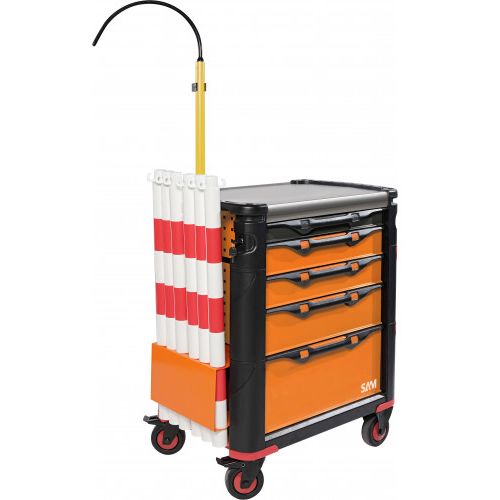 Servante 41 vide Sam Outillage 5 tiroirs orange avec support poteaux - SERVI-HYB photo du produit Principale L