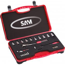 Composition de 30 outils 1/4" et 1/2" Sam Outillage en coffret plastique bi-matière - 75-SR31B pas cher Principale M