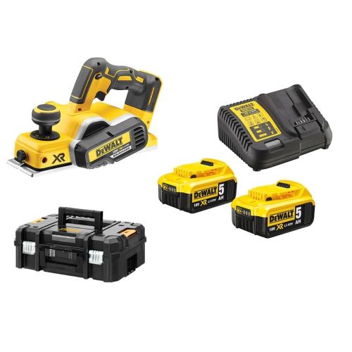 Rabot 18V XR + 2 batteries 5Ah + chargeur multivoltage + coffret T-STAK - DEWALT - DCP580P2-QW pas cher