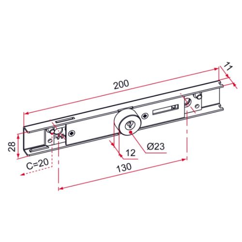 Serrure AE en applique zinguée cylindre 6mm pour lame 7 à 9mm - TIRARD - AE114001 pas cher Secondaire 2 L