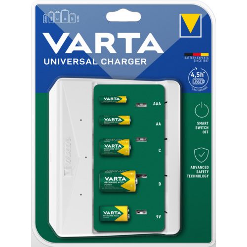Chargeur universel 4,5 h pour AAA/AA/C/D/9V VARTA 57658 photo du produit