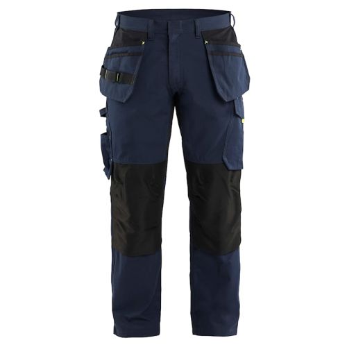 Pantalon maintenance+stretch poches flottantes bleu marine foncé/jaune fluo T48L - BLÅKLÄDER - 149613308633C154 pas cher