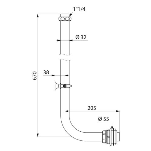 Tube de chasse laiton chrom&eacute; pour cuvette WC avec TEMPOCHASSE 1''1/4 - DELABIE - 766001 pas cher Secondaire 1 L