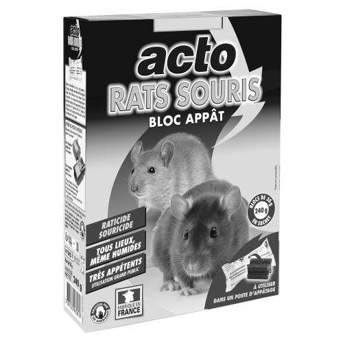 Bloc appât rats et souris 240g - ACTO - HYDRO7 pas cher