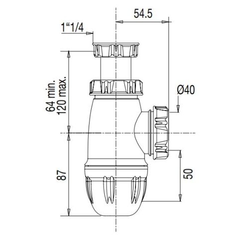 Siphon lavabo spécial sortie D40 hauteur réglable VALENTIN 00 610200 001 00 photo du produit Secondaire 1 L