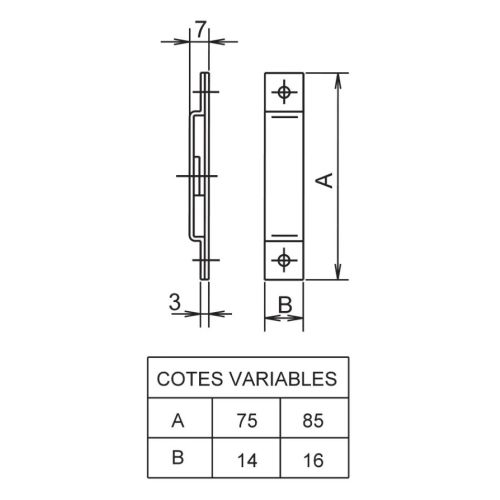 Gâche pour 4573 85x16mm acier - METALUX - F3G5736200 pas cher Secondaire 1 L