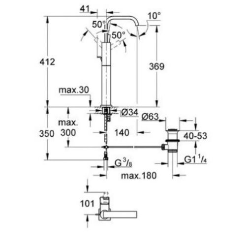 Mitigeur de lavabo ALLURE bec haut en U - GROHE - 32249-000 pas cher Secondaire 1 L