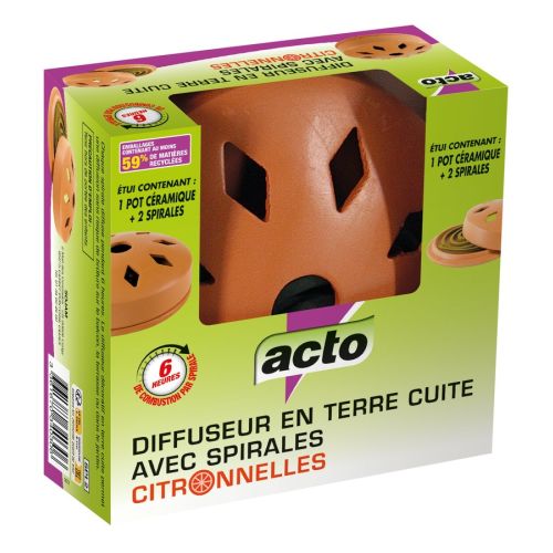 Diffuseur terre cuite avec spirales citronnelle ACTO INSECTICIDES SPI2 photo du produit