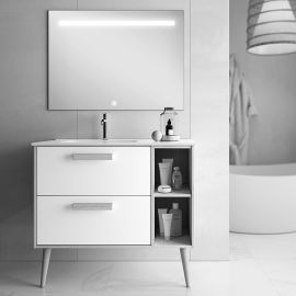 Meuble de salle de bain MALIA Cosynéo vasque déportée à 2 tiroirs et miroir Led STAM 80 cm pas cher Principale M