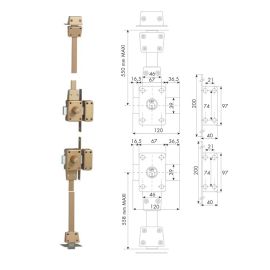 Verrou 4 points Zenith 1553 haut et bas à double entrée haut et bas cylindre de 45mm droit - ISEO - 15530451.5 pas cher Principale M