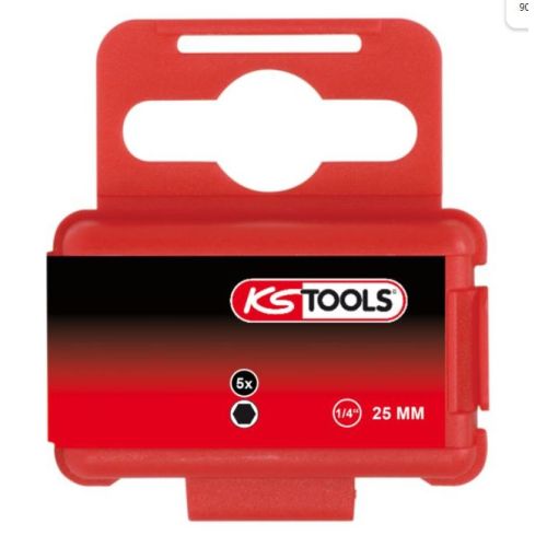Boîte de 5 embouts de vissage 6 pans longueur 25 mm 1/4'' 4 mm KS TOOLS 911.2259 photo du produit Secondaire 2 L