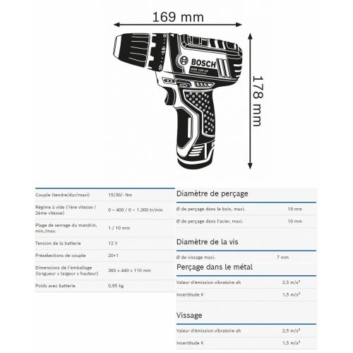 Perceuse-visseuse Bosch GSR 12V-15 12 V + 2 batteries 2 Ah + aspirateur GAS 12 V + L-BOXX photo du produit Secondaire 1 L