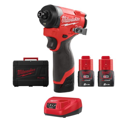 Visseuse à chocs compacte hexagonal 1/4'' 12 V M12 FID2-202X + 2 batteries 2 Ah + chargeur + HD BOX MILWAUKEE 4933479877 photo du produit