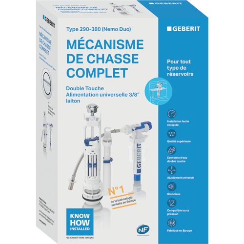 Mécanisme de chasse complet 3/6l double touche alimentation d’eau universelle type 290-380 - GEBERIT - 283.304.21.2 pas cher Secondaire 4 L