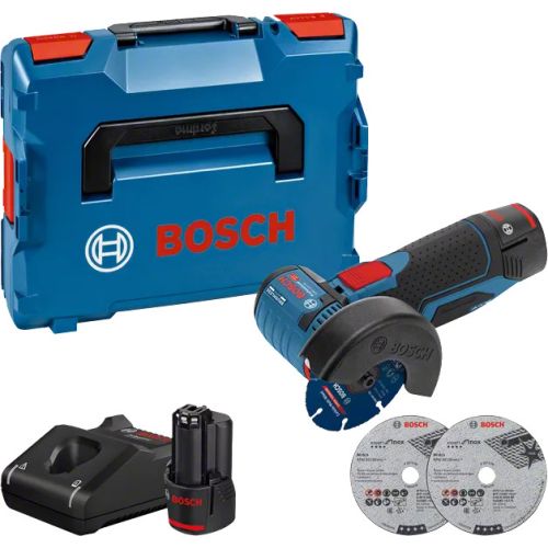 Meuleuse d'angle 12 V GWS 12V-76 + 2 batteries 3 Ah + chargeur + L-BOXX BOSCH 06019F200B photo du produit