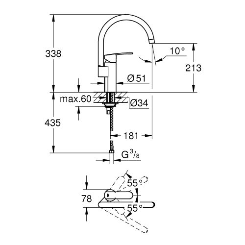 Mitigeur d’évier WAVE COSMOPOLITAN monocommande - GROHE - 32449-001 pas cher Secondaire 1 L