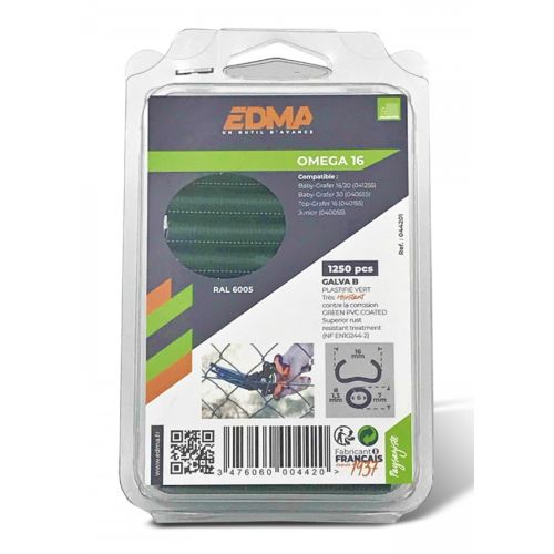 Agrafe à grillage OMEGA 16mm verte boîte de 1250 - EDMA - 044201 pas cher Secondaire 1 L