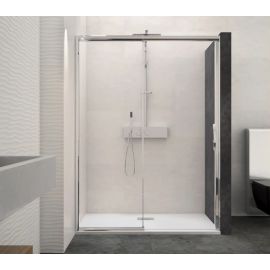 Paroi de douche MACAO sans seuil Kinedo 142-155 cm blanc transparent avec partie fixe droite - PA649BTNED pas cher Principale M