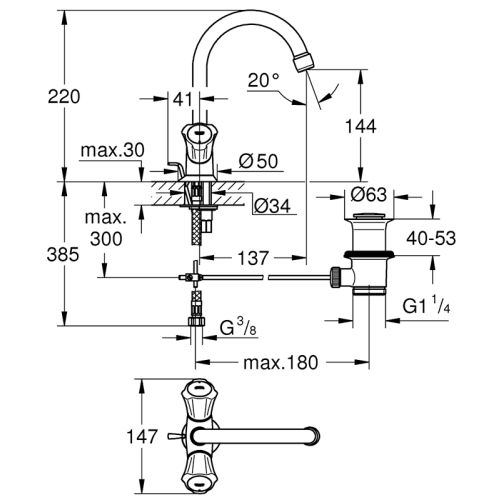 Mélangeur de lavabo COSTA L monotrou - GROHE - 21094001 pas cher Secondaire 1 L