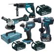 Pack de 4 outils Makita 18 V (DDF458/DTD152/DHR202/DGA504) + 3 batteries 5 Ah + MAKPAC photo du produit