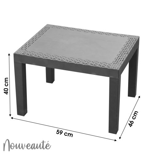 Table basse JACK effet rotin 59x46x40cm anthracite - 224833 pas cher Principale L