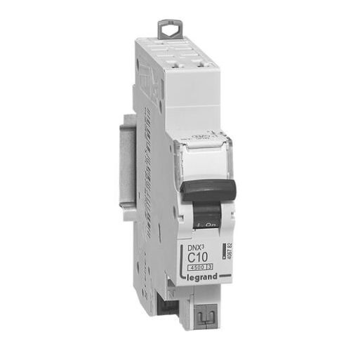 Disjoncteur phase + neutre DNX³ 4500 6kA arrivée bornes automatiques 1 module 1P+N 230V 10A - LEGRAND - 406782 pas cher