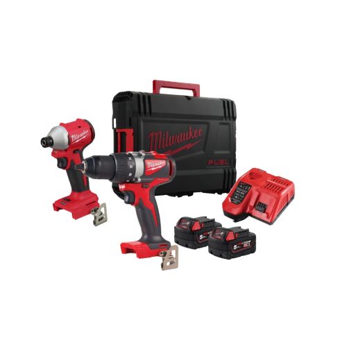 Pack 2 outils (M18 BLIDR + M18 BLDD2) M18 Milwaukee M18 BLPP2B3-502X Powerpack Brushless + 2 batteries 5 Ah + chargeur + HD BOX MILWAUKEE 4933492846 photo du produit