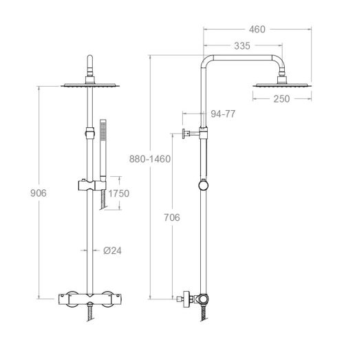 Colonne de douche thermostatique télescopique avec ensemble AROLA 265403RK250 - RAMON SOLER - 26D303718 pas cher Secondaire 1 L