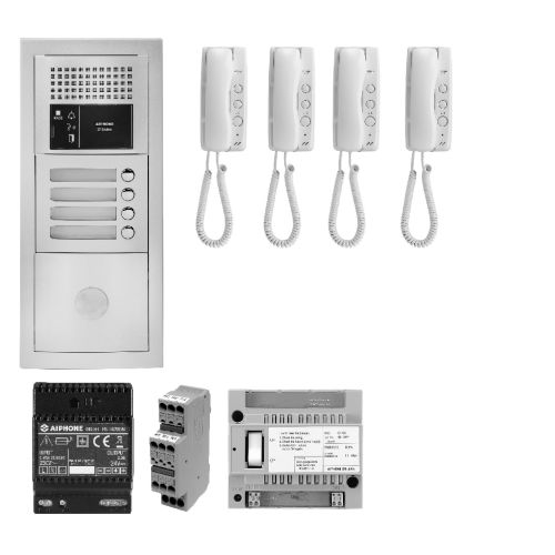 Pack audio 4 postes complet blanc - AIPHONE - 200375 pas cher