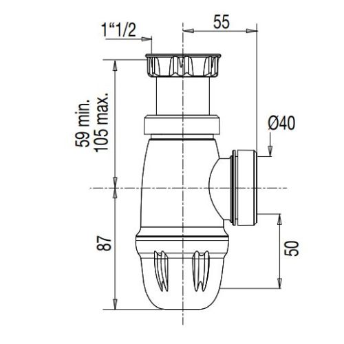 Siphon pour &eacute;vier Connectic bi-mati&egrave;re D40 mm VALENTIN 00 750700 001 00 photo du produit Secondaire 1 L