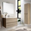 Ensemble meuble de salle de bain 80cm simple vasque + colonne de rangement IRIS cambrian (chêne) - COSYNEO - SIRIRIS80COLCAM pas cher