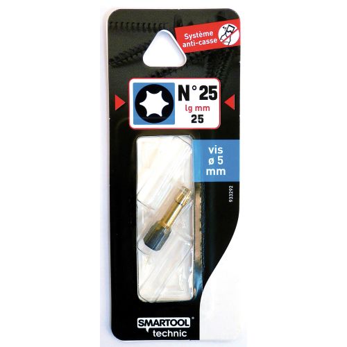 Embout Torx N° 25 longueur 25 mm torsion titane pour vis 5 mm SMARTOOL TECHNIC 933292 photo du produit Secondaire 1 L
