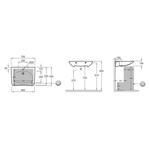 Lavabo PMR 70 cm HANDILAV autoportant - JACOB DELAFON - E1980-00 pas cher Secondaire 1 L