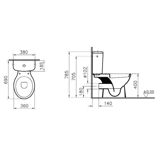 Cuvette WC sans abattant NORMUS sortie horizontale - VITRA - 5111L003-0075 pas cher Secondaire 1 L