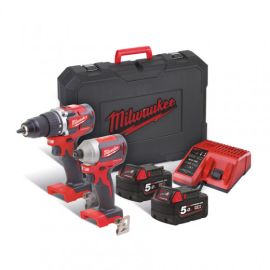 Pack 2 outils M18 Milwaukee (M18CBLDD/M18CBLID) + 2 batteries 5 Ah + chargeur + coffret - 4933464718 photo du produit Principale M