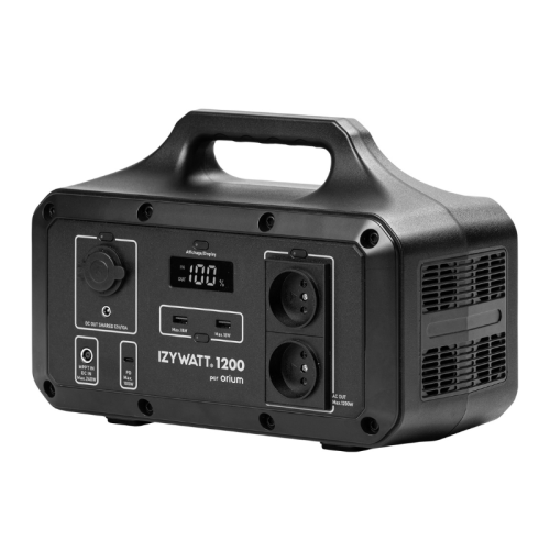 Pack station énergie portative IZYWATT 1200 + panneau solaire 200W pliant cadré - ORIUM - 39219 pas cher Secondaire 2 L