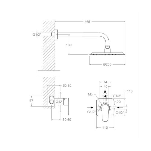 Ensemble mitigeur de douche à encastrer ALEXIA K3618012NC nickel brossé - RAMON SOLER - 36D302889 pas cher Secondaire 1 L