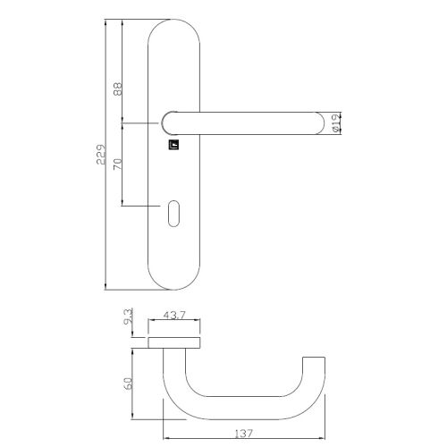 Ensemble sur plaques JADE s&eacute;rie 1294 type cl&eacute; L finition inox bross&eacute; - HERACLES - B-INOX-SP011 pas cher Secondaire 5 L
