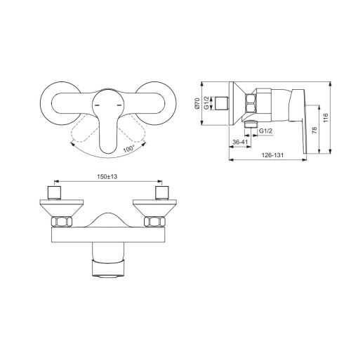 Mitigeur de douche OLYOS  chrom&eacute; - PORCHER - D1160AA pas cher Secondaire 1 L