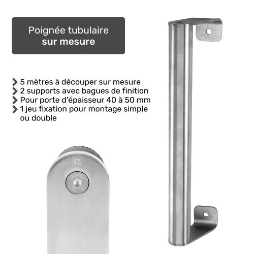 Kit complet poignée tubulaire sur mesure droit inox 304 – HERACLES - B-INOX-PAFIX98 pas cher Secondaire 4 L