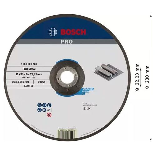 Meule à ébarber pour métaux 230 x 6 x 22,23 mm BOSCH 2608600228 photo du produit Secondaire 1 L