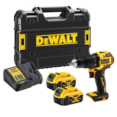 Perceuse-visseuse à percussion 18V XR  + 2 batteries 5Ah + chargeur + coffret T-STAK DEWALT DCD709P2T-QW photo du produit