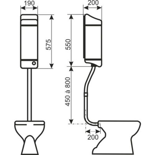 Réservoir semi-haut JOKER avec tube pour cuvette - REGIPLAST - 500 pas cher Secondaire 1 L