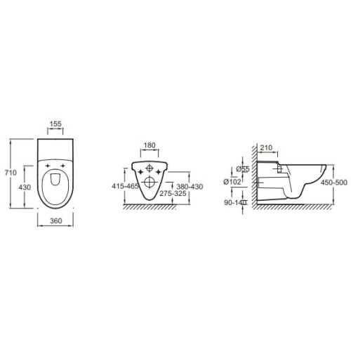 Cuvette WC suspendue longue PMR ODEON blanc JACOB DELAFON E1195-00 photo du produit Secondaire 1 L