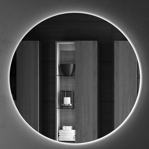 Meuble de salle de bain simple vasque 3 tiroirs TIRIS 3C et miroir rond Led SOLEN hibernian (bois blanchi) 80cm - COSYNEO - - SIRTIRIS80SOLENHIB pas cher Secondaire 2 L