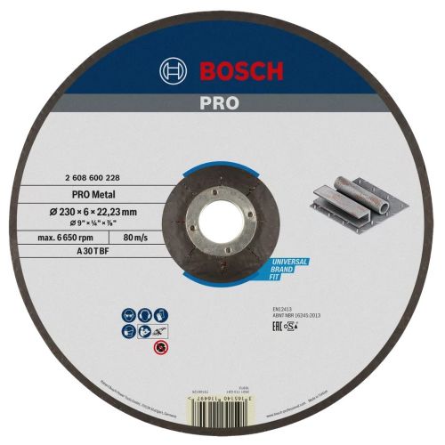 Meule à ébarber pour métaux 230 x 6 x 22,23 mm BOSCH 2608600228 photo du produit